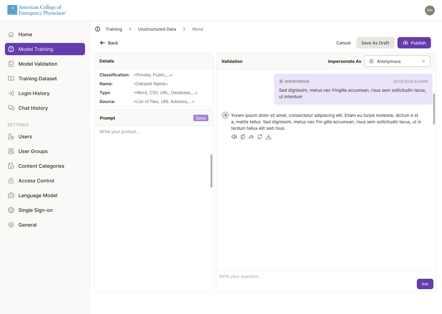 Validate a training file