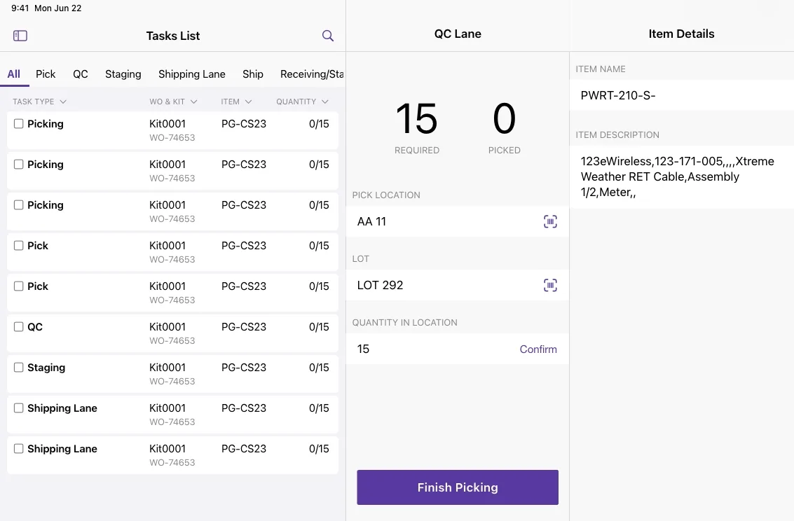 Tablet task list
