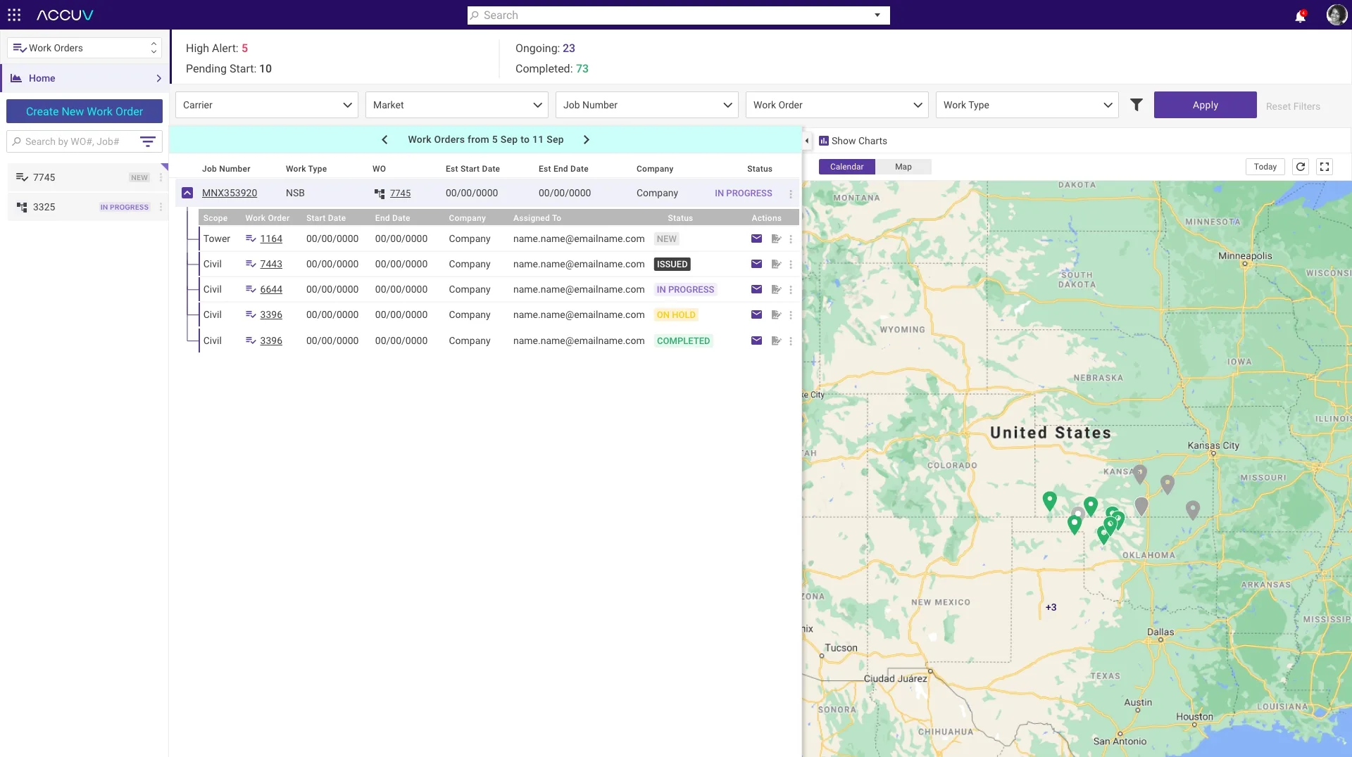 Work order with map