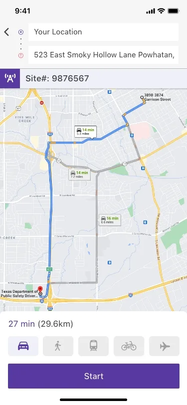 Directions to site