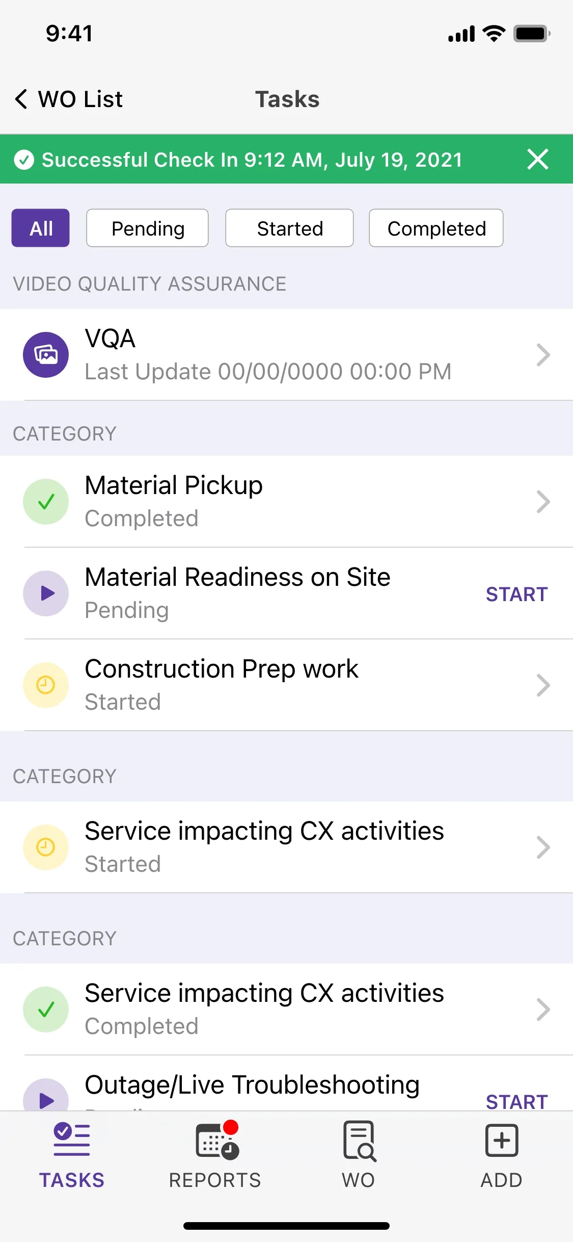 Checked-in tasks